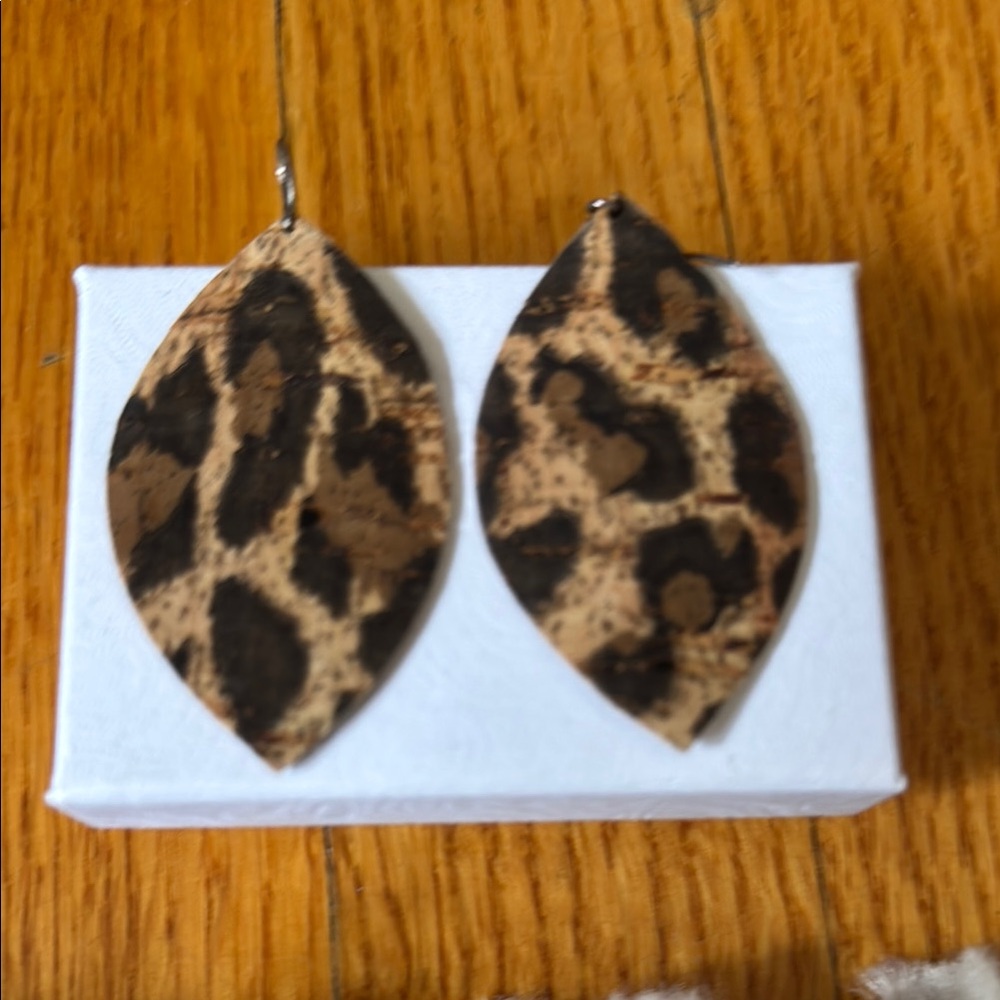 Leopard Print Leaf Earrings